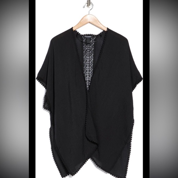 Steve Madden Lace Inset Ruana, BLACK, Size One, NWT - Picture 7 of 7